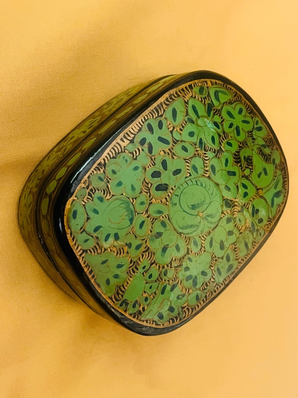 Hand-Painted Green Floral Decorative Box - Home Accents
